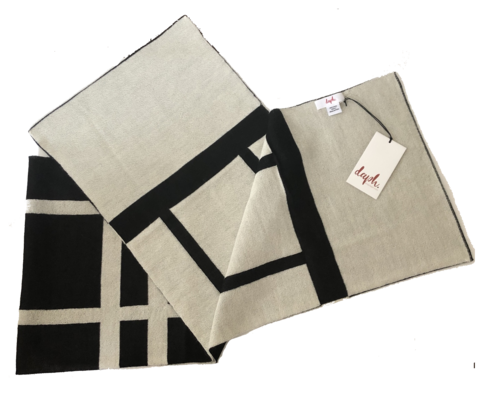 Reversible Lines Baby Alpaca. Fleece Shawl | Two-Tone Scarf