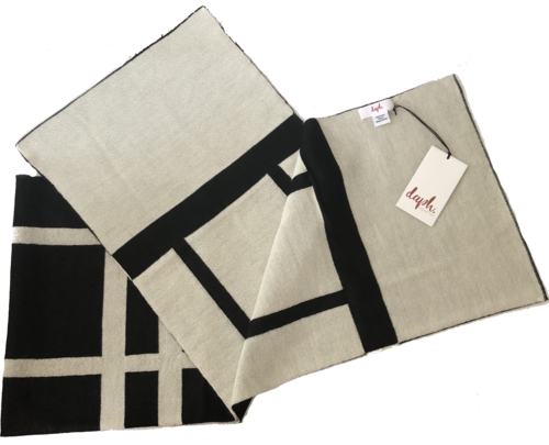Reversible Lines Baby Alpaca. Fleece Shawl | Two-Tone Scarf